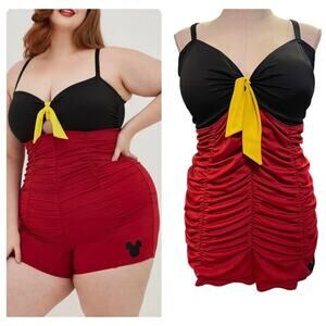 Torrid Size 6 Bra Cup‎ D/DD One Piece Disney Mickey Mouse Romper Pin Up Swimsuit